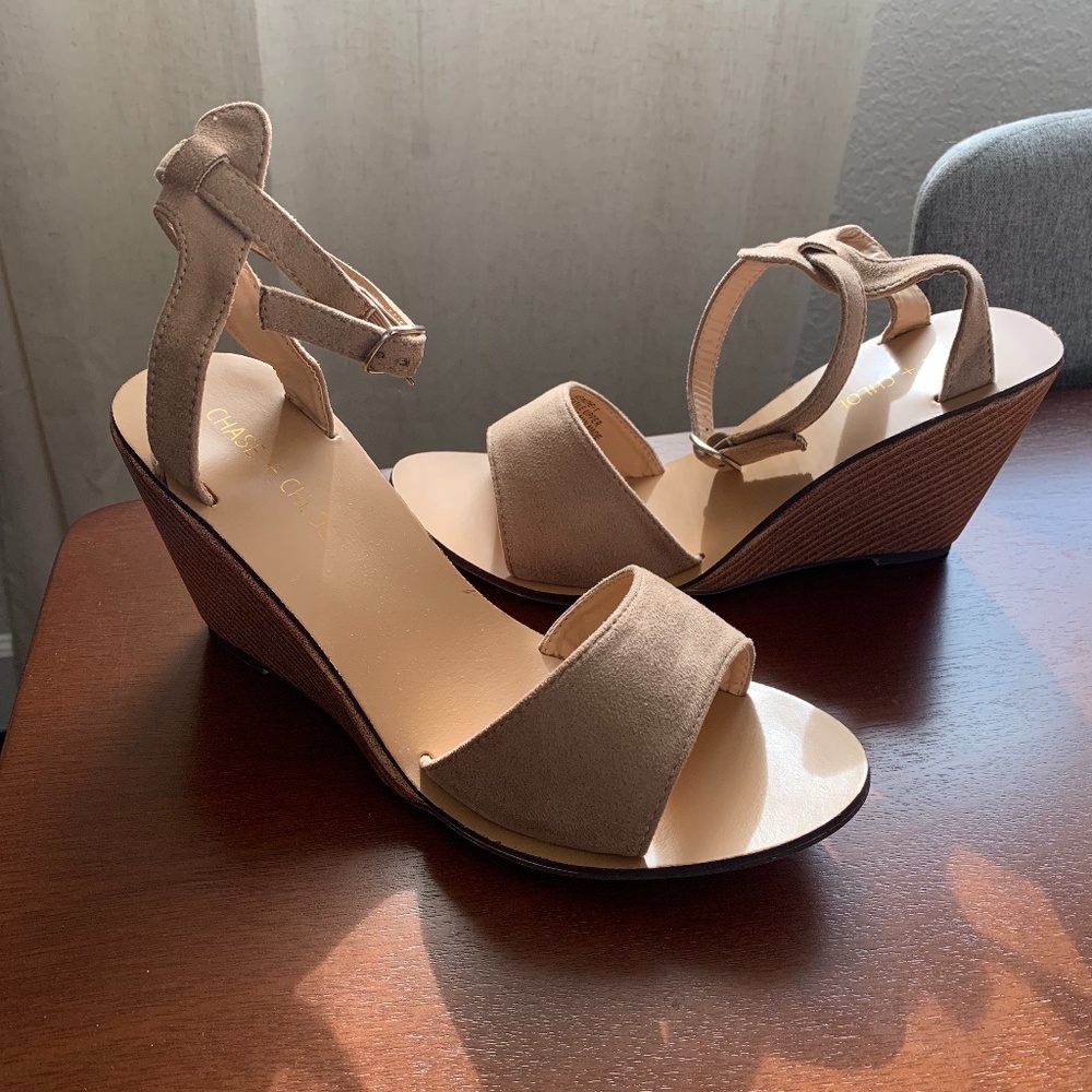 Brown suede wedges